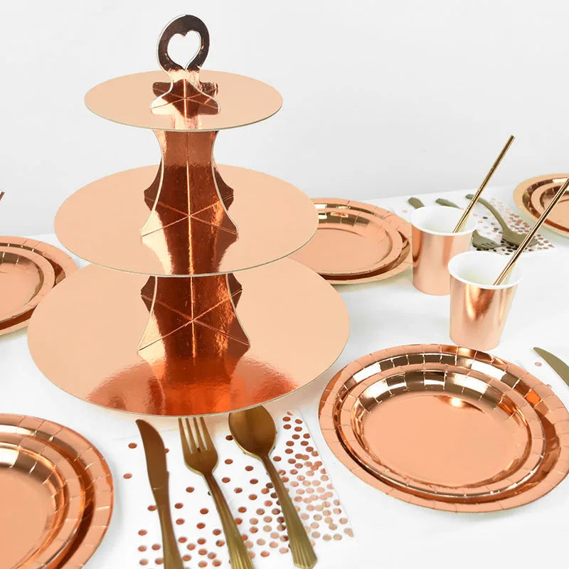 Rose Gold Party Disposable Tableware Set Paper Plate Cup Kids Adult Birthday Wedding Bachelorette Party Decoration Baby Shower Good Vibrations