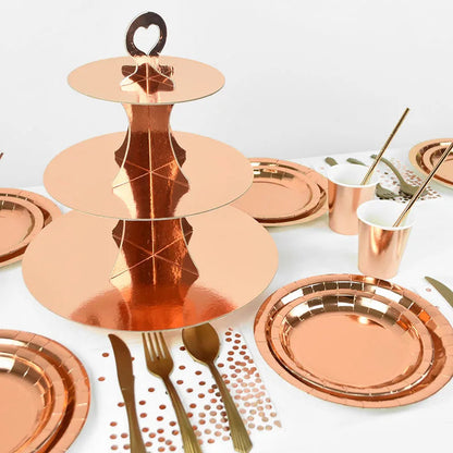 Rose Gold Party Disposable Tableware Set Paper Plate Cup Kids Adult Birthday Wedding Bachelorette Party Decoration Baby Shower Good Vibrations