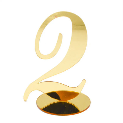 1PC Gold Silver Table Number with Holder Elegant Mirror Table Number Sign Seat Card For Wedding Birthday Party Anniversary Event Good Vibrations