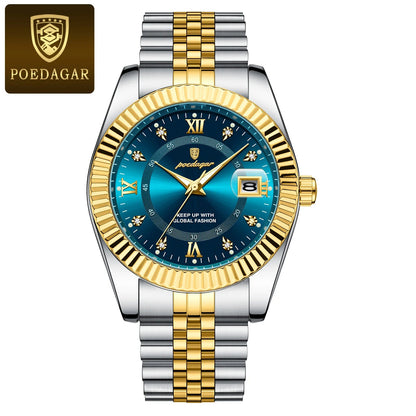 POEDAGAR Luxury Sport Wrist Watch For Man Waterproof Luminous Date Men Watch Quartz Stainless Steel Men's Watches Male Reloj+box Good Vibrations