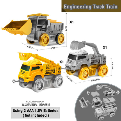 Electric Dinosaur Track Train for Kids - Magic Climbing Engineering Car Puzzle Toy Anti-Gravity Boys Gift Good Vibrations