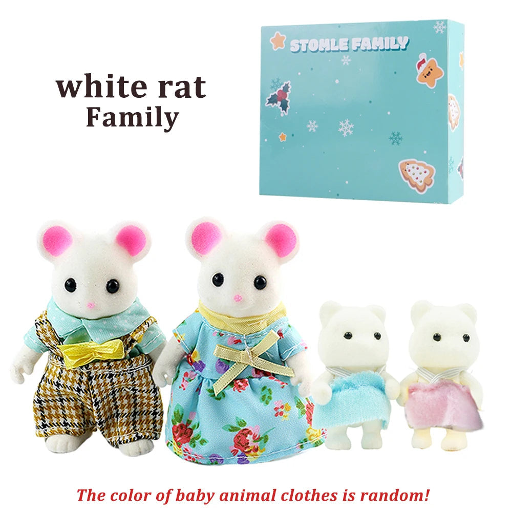 Box Packing Forest Family Reindeer Bunny Panda Animal Simulation Dollhouse Playset Play House Toy Accessories Xmas Gift for kids Good Vibrations
