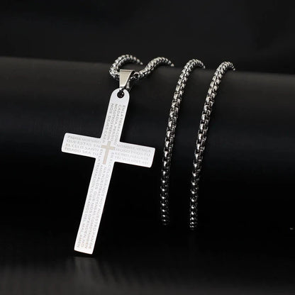 Classic Stainless Steel Cross Necklace For Men 24 Inches Long Pendant Collar Hiphop Rock Outdoor Cool Riding Neck Accessories Good Vibrations