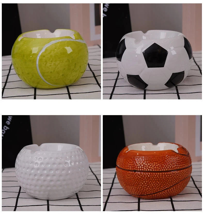 Home decoration,Ashtray,desk accessories,smoking accessoiries,Basketball, football, tennis, golf ball shaped ceramic ashtray Good Vibrations Adult Super Store
