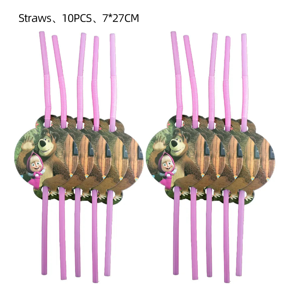 Girl and the Bear Birthday Decorations Disposable Tableware Tablecloth Cup Plate Napkin Balloons Baby Shower kids Party Favors Good Vibrations