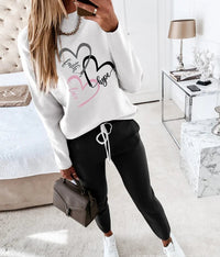 2023 Fashion New Two-piece Set High-necked Long-sleeved Tops Pocket Pants Casual Autumn Winter Sweater Women's Trousers Suit Good Vibrations