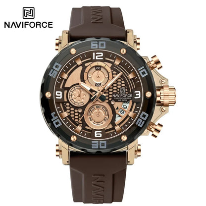 NAVIFORCE for Men Silicone Strap Luxury Fashion Quartz Watches Wrist watch Sports Chronograph 5TM Waterproof Male Watches GIfts Good Vibrations
