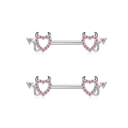 Pink Heart Nipple Piercing Barbell Set Shiny Crystal Nipple Rings Bulk For Women Flower Nippel Jewelry Pack Piercing Teton Lots Good Vibrations Adult Super Store