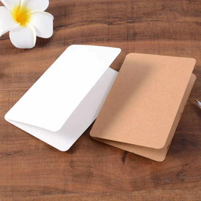 DIY Handmade Invitation Card 10PCS Blank Kraft Paper Gift Bouquet Message Card Folding Greeting Card For Festival Birthday Decor Good Vibrations