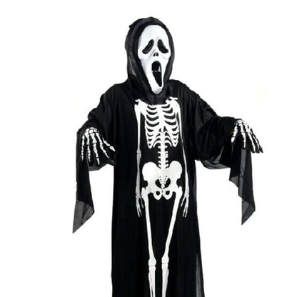 2025 Halloween New Party Role Playing Children Adult Death Black Cloak Halloween Skull Ball Costume Prop Set Children Adult Gift Good Vibrations