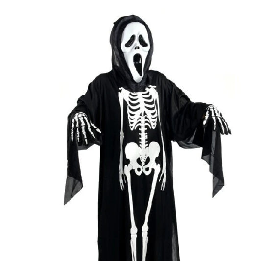 2025 Halloween New Party Role Playing Children Adult Death Black Cloak Halloween Skull Ball Costume Prop Set Children Adult Gift Good Vibrations