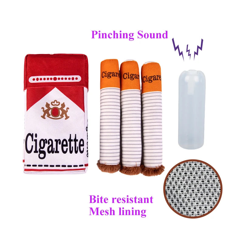 Cigarettes Dog Toy Imitation Cigar Chew Toy Interactive Plush Dog Chew Toy Funny Stuffed Dog Toys Novelty for Chewing Teething Good Vibrations