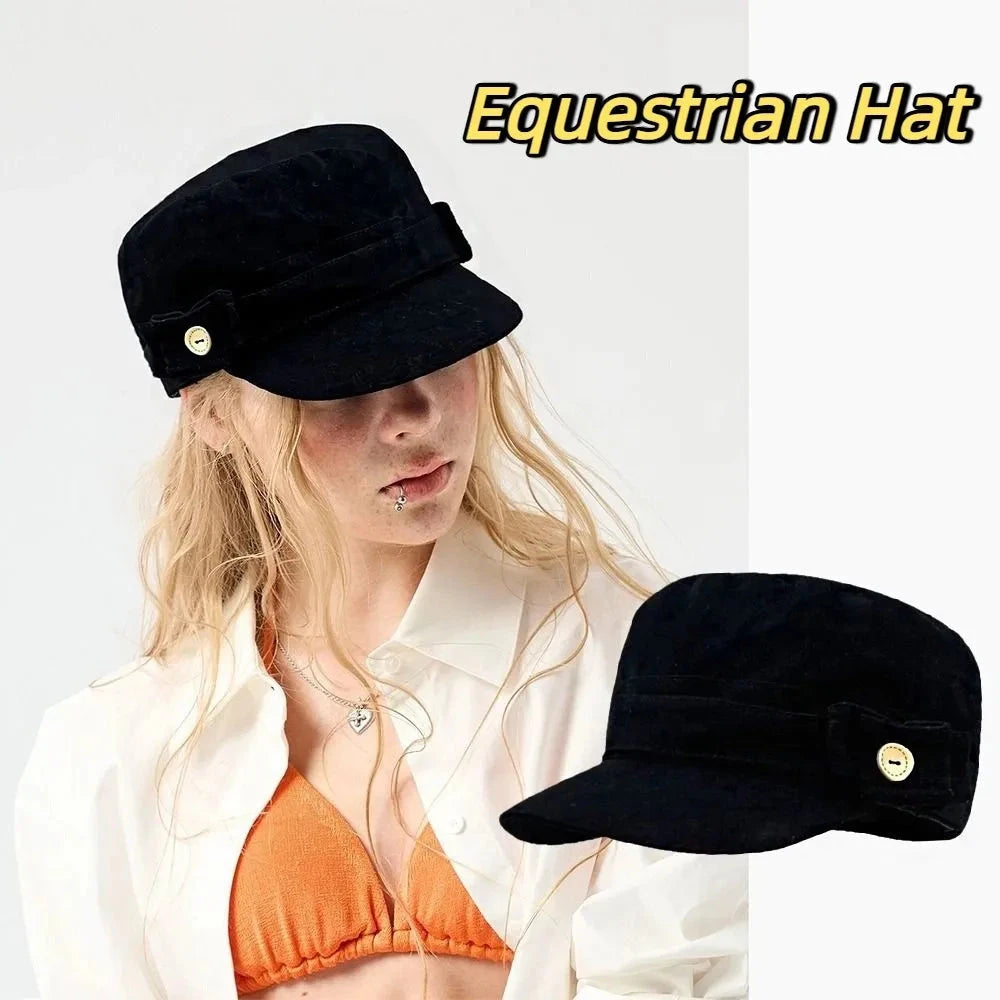 Personality Cloth Flat Cap Button Korean Style Equestrian Hat Newsboy Cap Cotton Retro Painter Hat Girl Good Vibrations