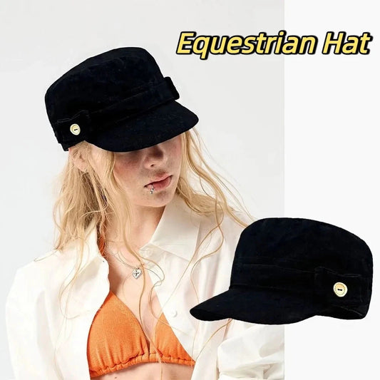 Personality Cloth Flat Cap Button Korean Style Equestrian Hat Newsboy Cap Cotton Retro Painter Hat Girl Good Vibrations