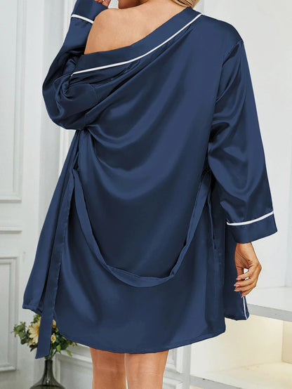 Two Piece Sleepwear Set for Women Minimalist Camisole Nightgown with Robe Suitable for Both Home and Outdoor Wear Good Vibrations