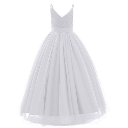 Girl Long White Bridesmaid Dresses For Wedding Prom Gown Big Bow Girls Party Dress Kids First Communiom Formal Evening Vestidos Good Vibrations
