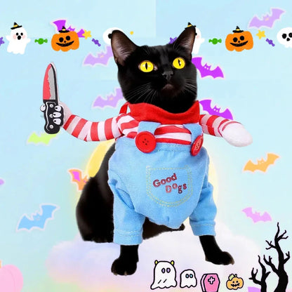 Halloween Cat Costume Funny Dress Up Pet Clothes Cute Cosplay Party Pet Apparel for Small Medium Large Cats Festival Kitten Gift Good Vibrations