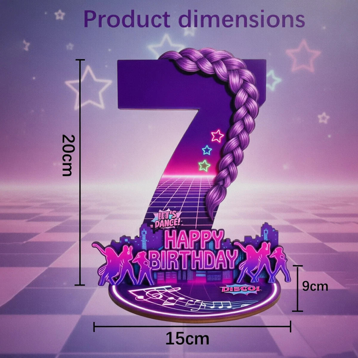 purple disco Music Dance Party Supplies，purple Birthday Centerpiece for Party Decor Wooden Table Photo Prop Number Sign Good Vibrations