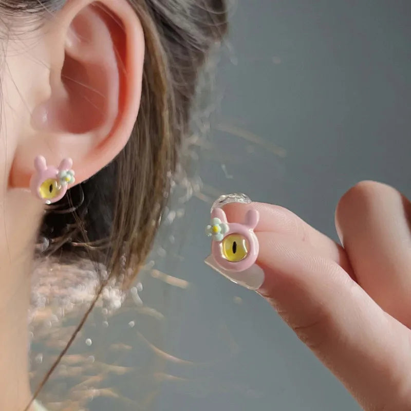 Kiss Jewelry Halloween Little Monster Wing Bat Eye Stud Earrings Women Cute Animal Eye Punk Earring Girls Y2K Brincos Party Gift Good Vibrations