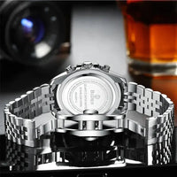 Brand Men's Watches Are High-end Lightweight Luxurious Round Multifunctional Quartz Watches with Solid Steel Straps for Dail Good Vibrations