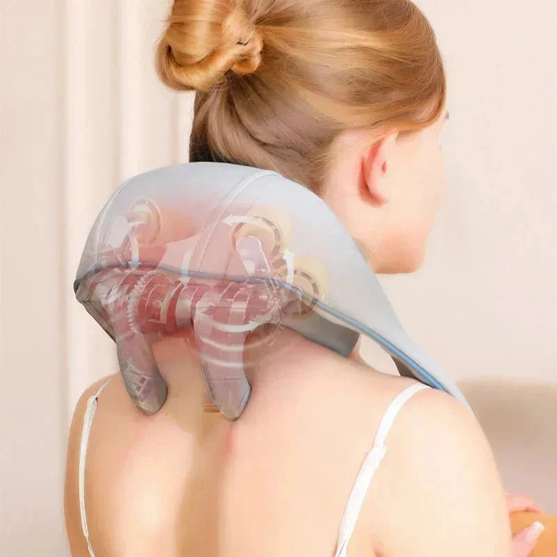 3D Kneading Neck Massager with Heat - Multi-Function Therapy for Shoulder, Back & Cervical Muscle Relaxation Good Vibrations