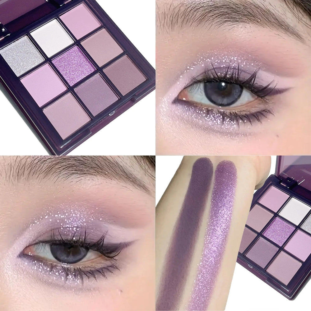 Purple charm dream girl nine-color eye shadow plate smoke purple low saturated pearl matte purple spicy multi-color eye shadow Good Vibrations