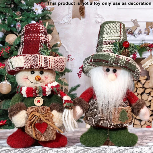 Santa Claus & Snowman Christmas Ornament - Classic Holiday Hanging Decoration with Red & Green Colors, Durable Polyester Tree Good Vibrations