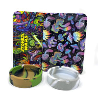 Herb Tinplate Plate with Rolling Tray 180X125MM Silicone Soft Round Ashtray Ash Tray Cigarette Holder Smoking Accessories GOOD Vibrations Adult Super Store