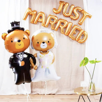 2 Pieces Bride and Groom Aluminum Film Balloon Set Engagement Couple Wedding Anniversary Decoration Supplies Good Vibrations