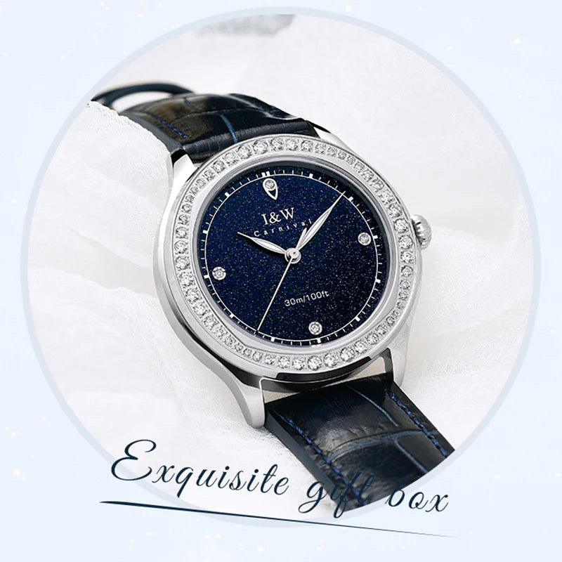Relogio Feminino IW Fashion Diamonds Watches for Woman Sapphire Leather Luminous Waterproof Switzerland Made Quartz Watches 2025 Good Vibrations