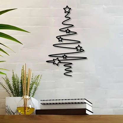 [Wall Decoration Christmas Tree] Elegant Black Christmas Tree Wall Art - Non-Electric Holiday Decor for Indoor & Outdoor. Good Vibrations