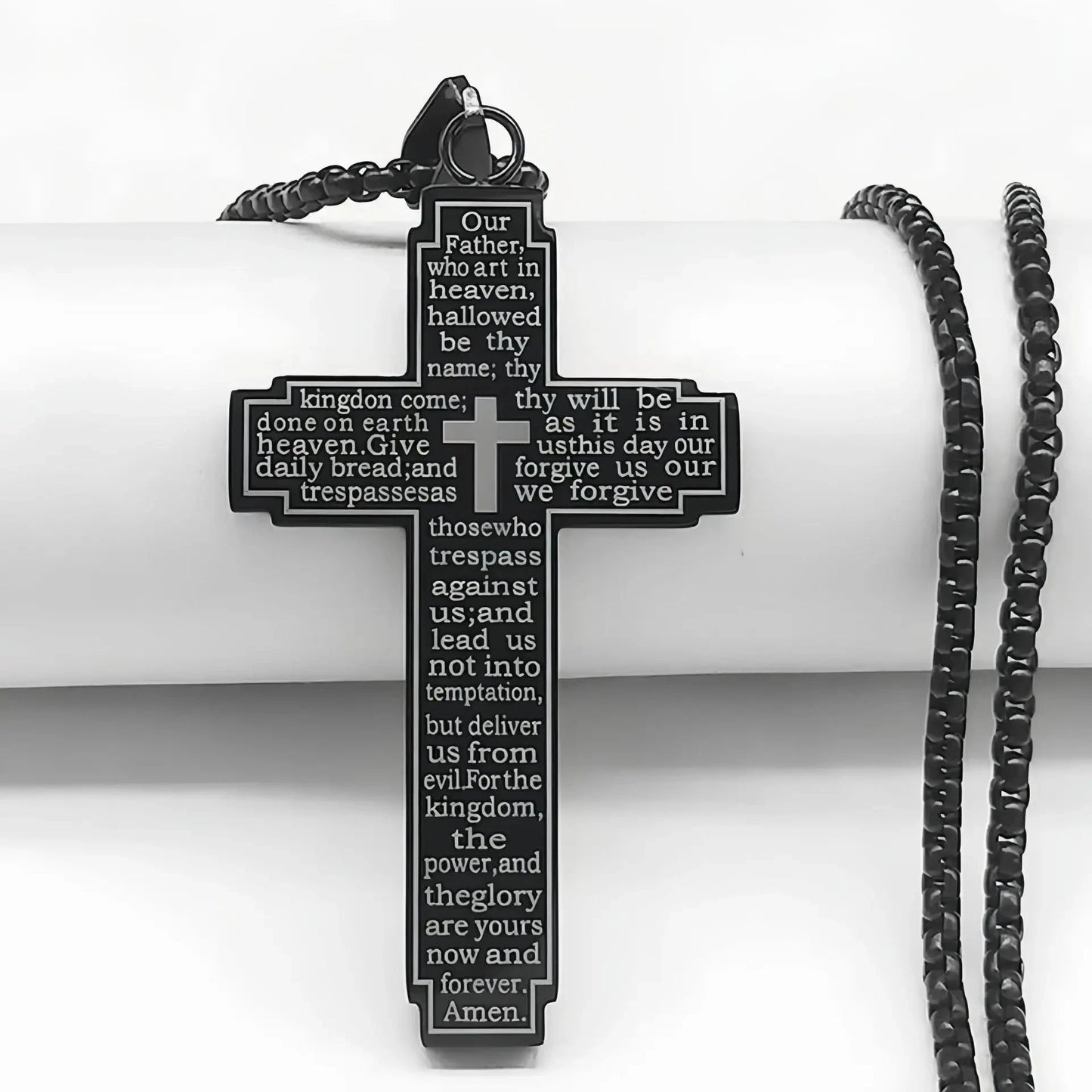 TrendMen Hiphop Rock Crucifix Cross Stainless Steel Pendant Necklaces For Men Boys Black Metal Clavicle Chain Party Jewelry Gift Good Vibrations