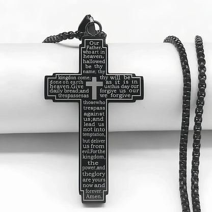TrendMen Hiphop Rock Crucifix Cross Stainless Steel Pendant Necklaces For Men Boys Black Metal Clavicle Chain Party Jewelry Gift Good Vibrations