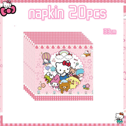 Hello Kitty Birthday Party Decoration Disposable Tableware Cup Plate Tablecloth Balloons Baby Shower Girls Party favors Supplies Good Vibrations
