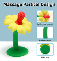 Baby Teether with Flower Shape and stand Base - Food-Grade Silicone, BPA-Free, Easy-to-Hold Chewing Toy for Infants Good Vibrations