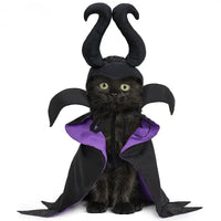 Halloween Witch-Shaped Costume cat Purple Vampire Cape Puppy Wizard Devil Horns Hat Pet Holiday Outfit for Small Middle-Sized Do Good Vibrations