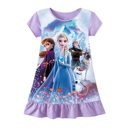 New kids Nightdress Elsa Cartoon Dress Minnie Printing Sleepwear Girls Nightgowns Children Party Dresses Pajamas Girls Dress Good Vibrations