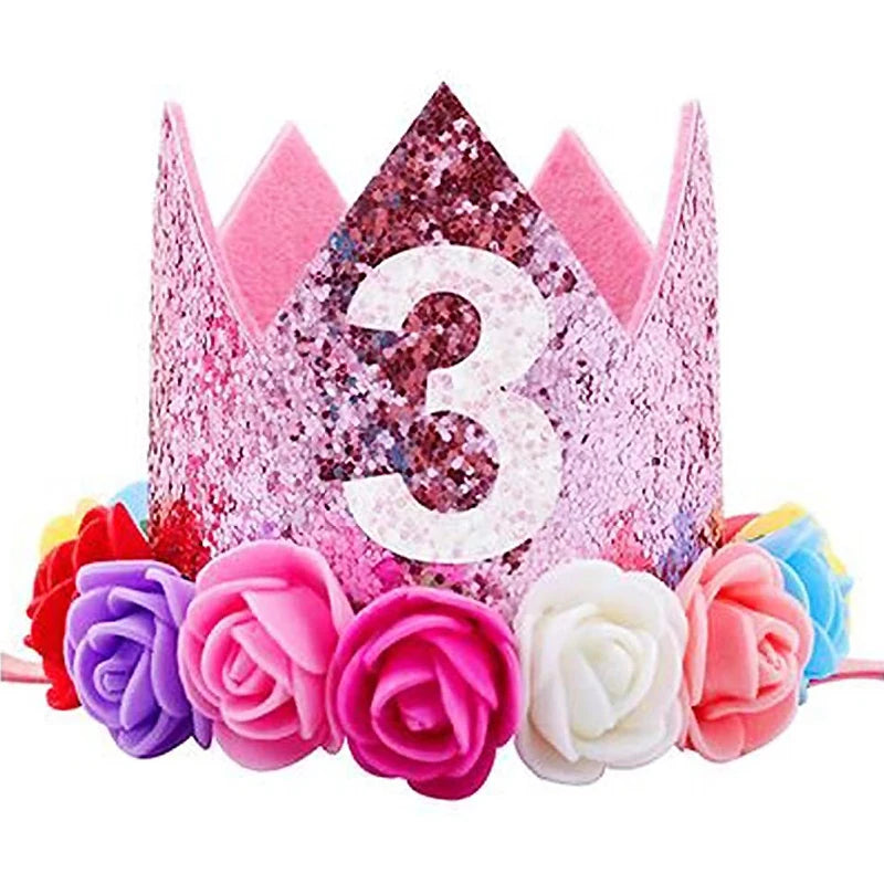 1st Birthday Party Decor Hat Kids 1 2 3 Year Happy Birthday Boy Girl Crown Hat First Happy Birthday Party Baby Shower Decoration Good Vibrations
