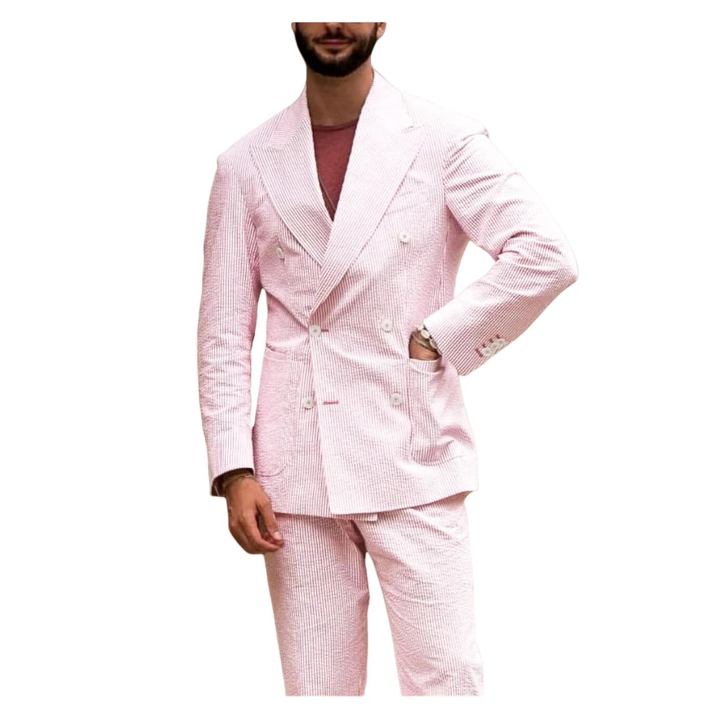 Men's Striped Suit Two Piece Suit Elegant Fashion Suit Business Casual Work Wear Party Dress Men's Commuter Wear Men's Clothing Good Vibrations