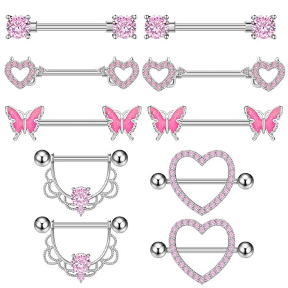 Mixed-style Sexy Nipple Rings Sets Heart Butterfly Dangle Nipple Piercing Bulk for Women Stainless Steel Cute Cat Shield Barbell Good Vibrations Adult Super Store