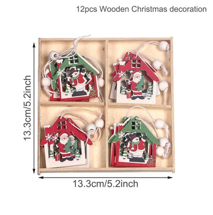 Christmas Wooden Pendant Merry Christmas Tree Decoration for Home 2025 Christmas Ornament Xmas Navidad Gifts Happy New Year 2026 Good Vibrations