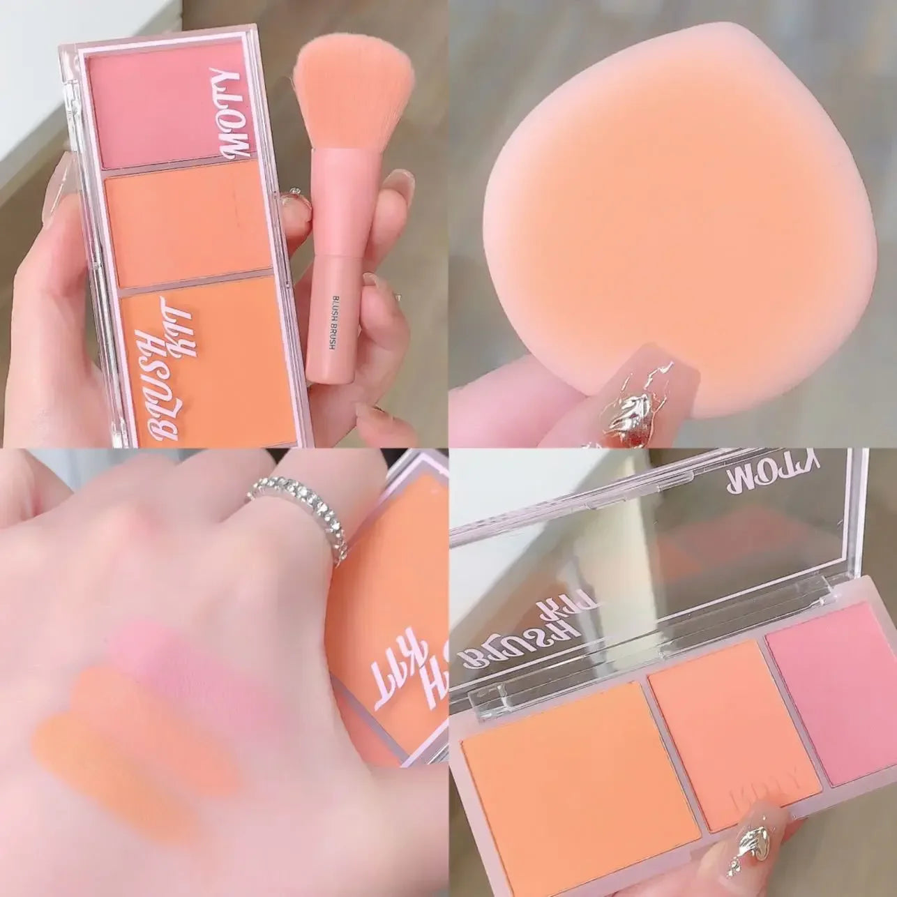 Pink Series 3 Colors Blush Makeup Palette Mashed Potato Texture Matte Cheek Tint Contour Shadow Blusher Cosmetics Rouge Powder Good Vibrations