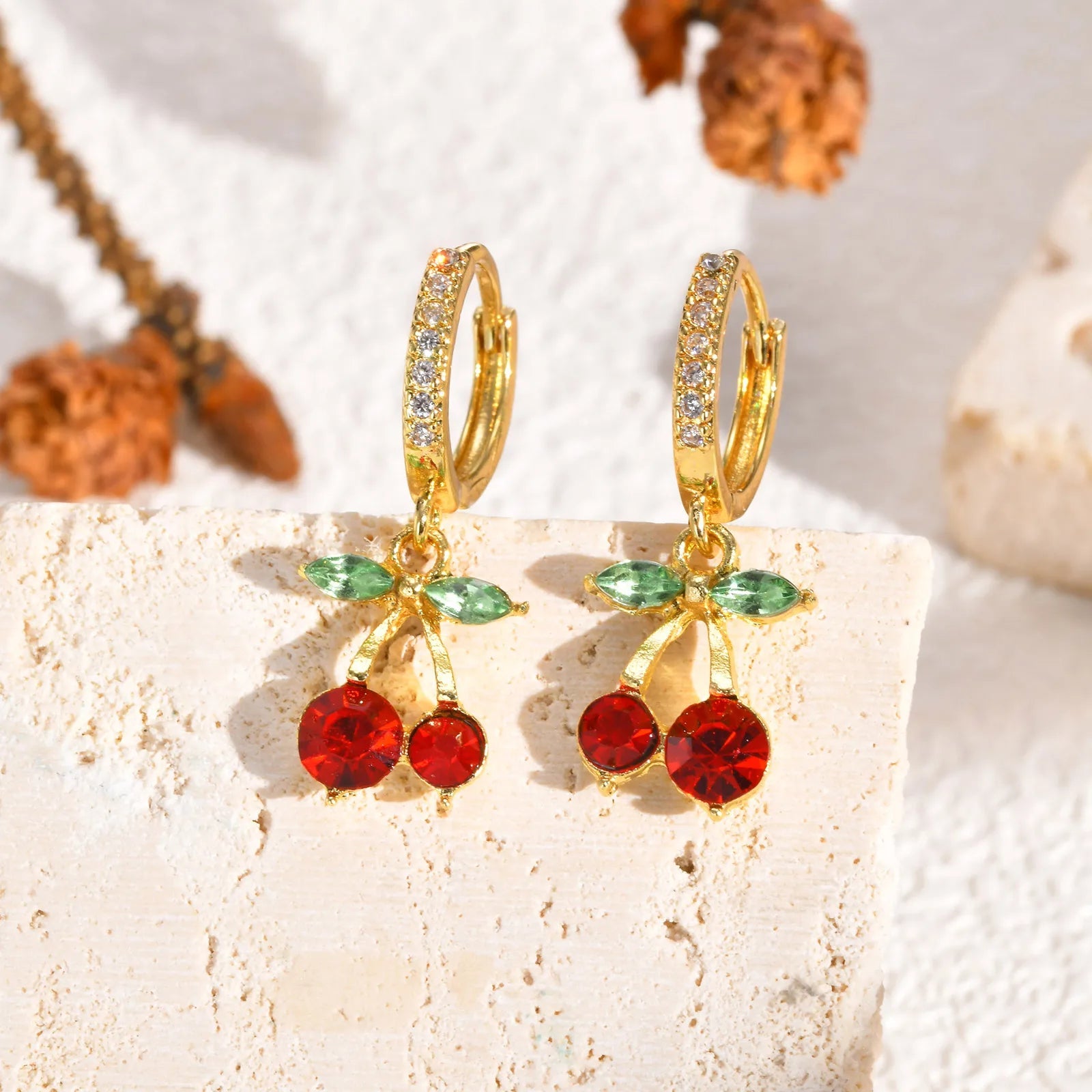 Vnox Elegant Cute Red Cherry Drop Earrings For Women Charm Ear Jewelry Wedding Party Dainty Fruit 1 Pair Earring Gifts To Girls Good Vibrations Adult Super Store