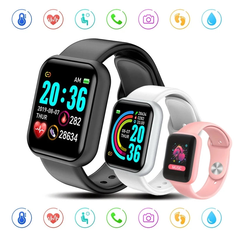 Smart Watches Fitness Bracelet Women Men Bluetooth Connected Phone Music Sports Bracelet Sleep Monitor Y68 Clock Smartwatch D20 Good Vibrations Adult Super Store
