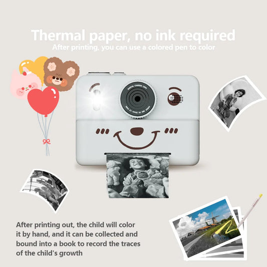 kids instant camera with 3 rolls thermal paper photo&video&games 1080p HD screen 1500mAh lithium battery  gift for boys&girls Good Vibrations Adult Super Store