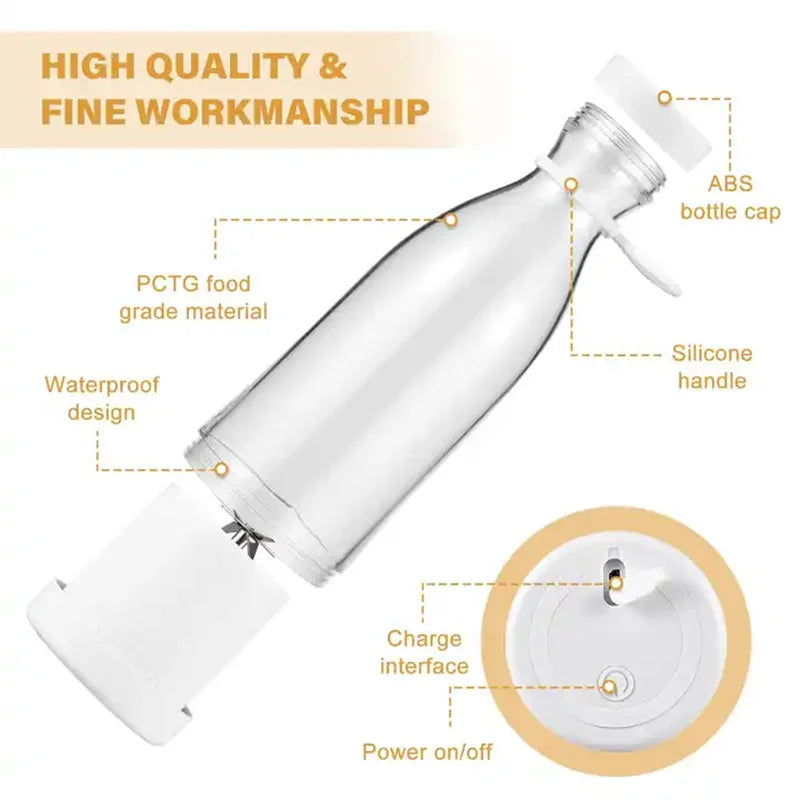 Portable electric juicer Cup Handheld 6-blade USB rechargeable Multifunctional fruit blender 380ml Mini juicer Good Vibrations