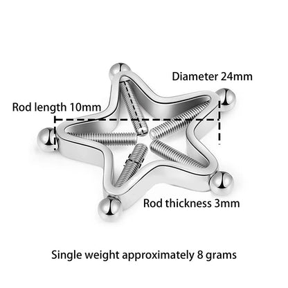 [Y]1Pc Stainless Steel Adjustable Nipple Rings For Women, Star Shaped Clip On Nipple Ring Fake Nipple Piercing Jewelry Good Vibrations