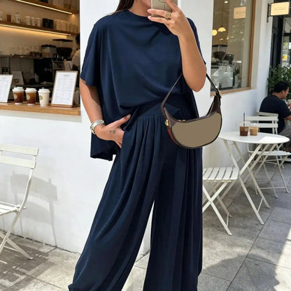 Women’s Two Piece Tracksuit Set Women Outfit Women Two-piece Suit Short Sleeve Crew Neck Top Pants Lounge Outfit for Summer Good Vibrations
