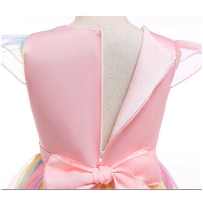Kids Unicorn Dress for Girls Party Dresses Flower Appliques Ball Gown Little Girl Princess Costumes Summer Children Clothing Good Vibrations