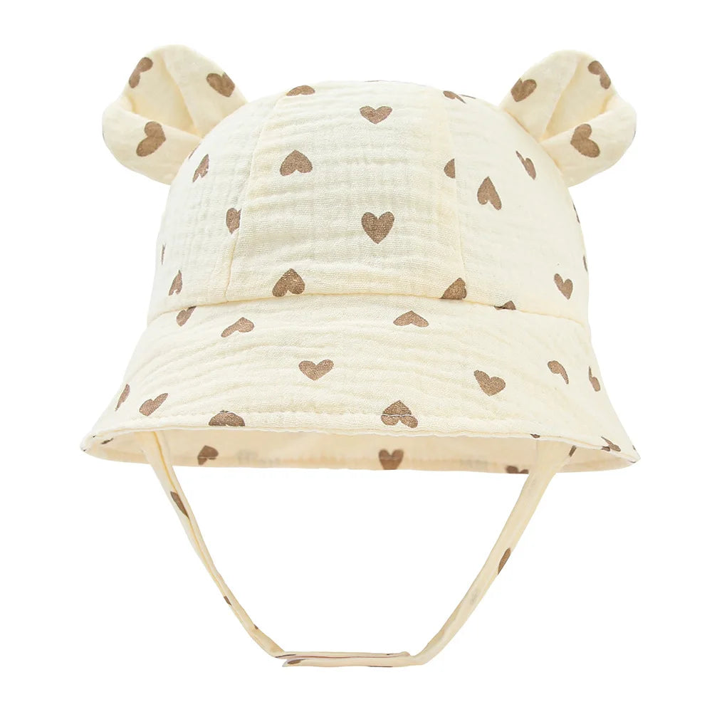 Hot Sell Soft Cotton Baby Bucket Hat Cute Ear Baby Girl Boys Hat Summer Autumn Kids Sun Panama Hat Outdoor Caps For 3-12 Months Good Vibrations